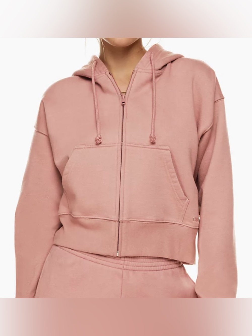 TNA Aritzia Dusty Rose Cozy Fleece Boyfriend Fit Zip-Up Hoodie - Size S